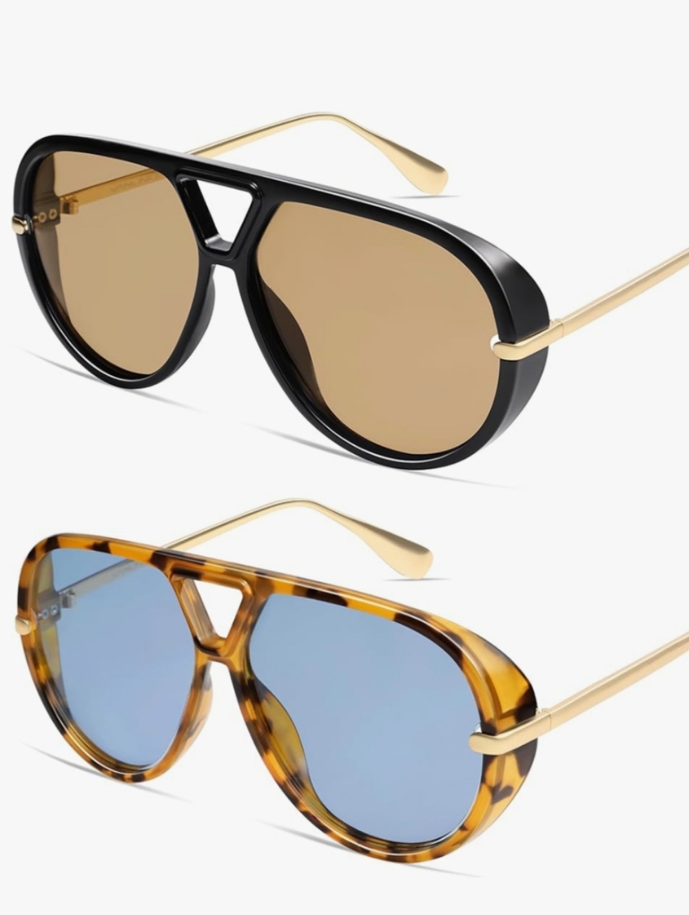 Vanlinker Women's Oversized Polarized Aviator Sunglasses 2 Pack